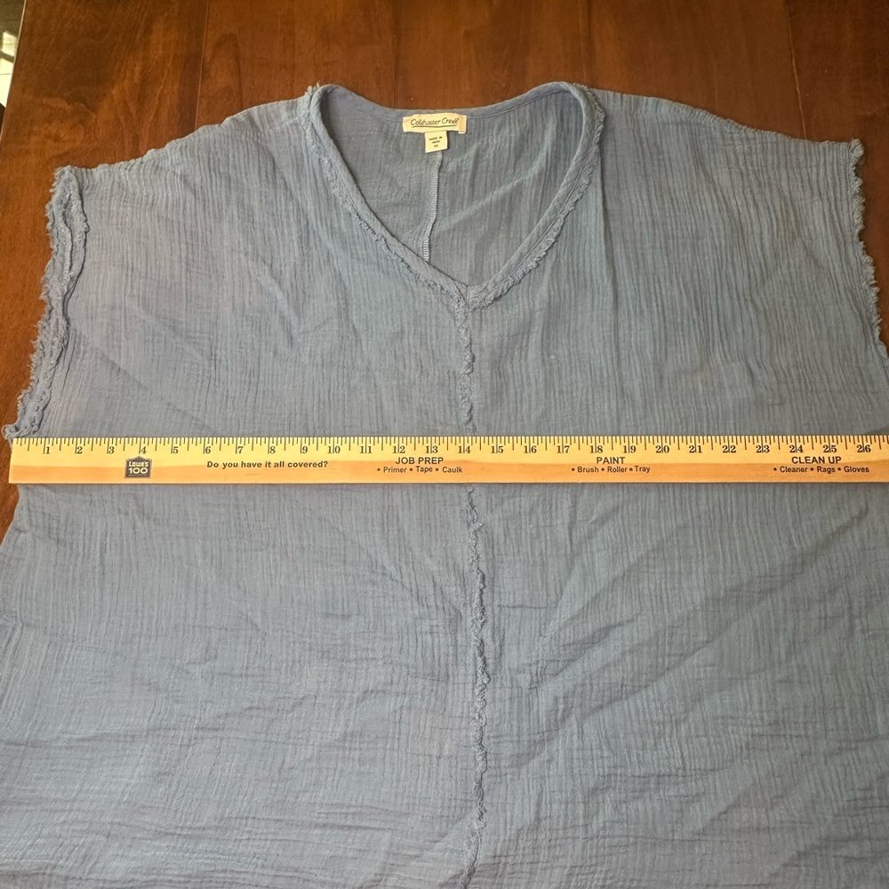 Coldwater Creek Blue Sonoma V-Neck gauze Top size 1X VGUC